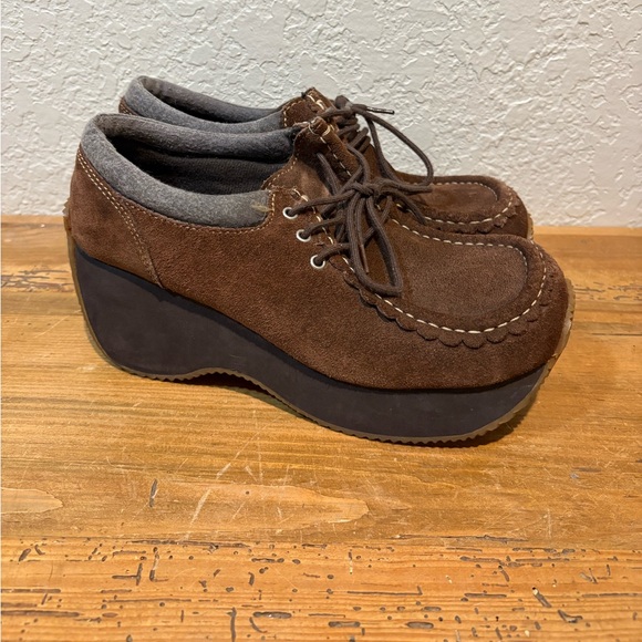 RARE VTG 90s Y2K 100% Suede Chunky Platform Loafers - Picture 1 of 6